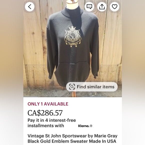 St.John by Marie Gray black mock neck, wool sweater! Gold embroidery, Size L - Picture 16 of 17